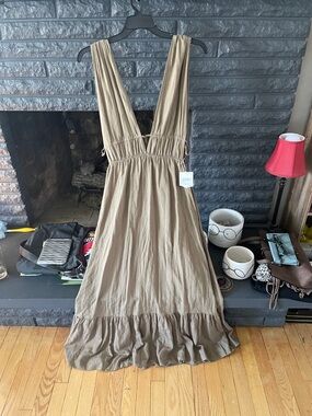 Nordstrom Maxi Dress in Light Taupe with Ruffle Hem